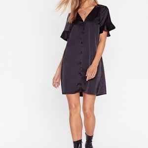 Nasty Gal Loose Satin Button Down Mini Dress